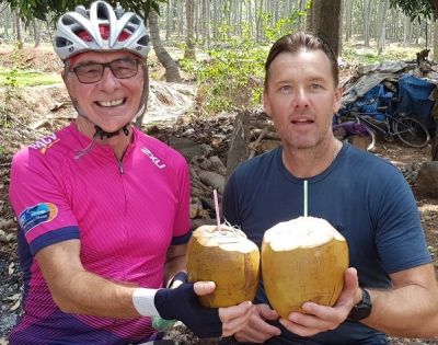 Christian Carthew Cycling on the  tour with redspokes